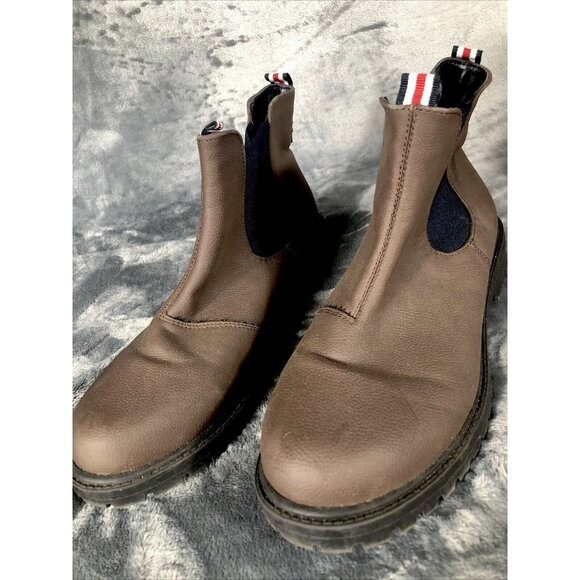 Brown Chelsea Ankle Boots Mens With Elastic Side Panels & Tricolor Tabs - Picture 3 of 10